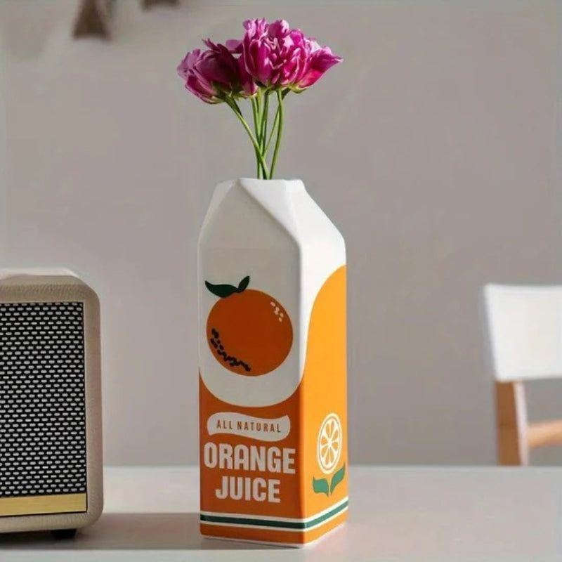 CitrusPop – Vase in Orange Juice Box Design