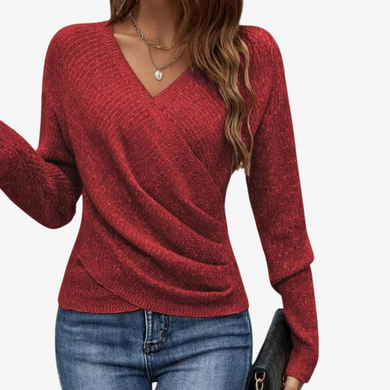 Women's Cross V-Neck Long Sleeve Sweater