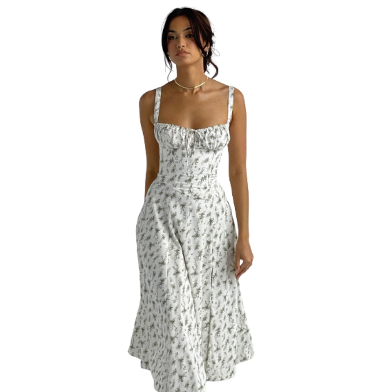 Addison – Mouwloze Jurk met Hoge Taille en Bloemenprint Velani