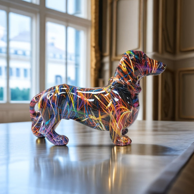 ArtPup – Kleurrig Graffiti Teckel Beeldje voor Tafeldecoratie Velani