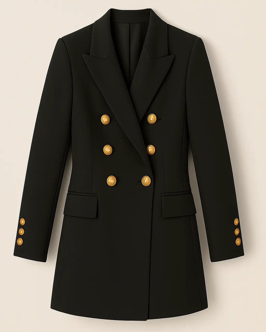 Polyester Blazer Met Lange Mouwen-Blazar-Velani-Zwart-S-Velani