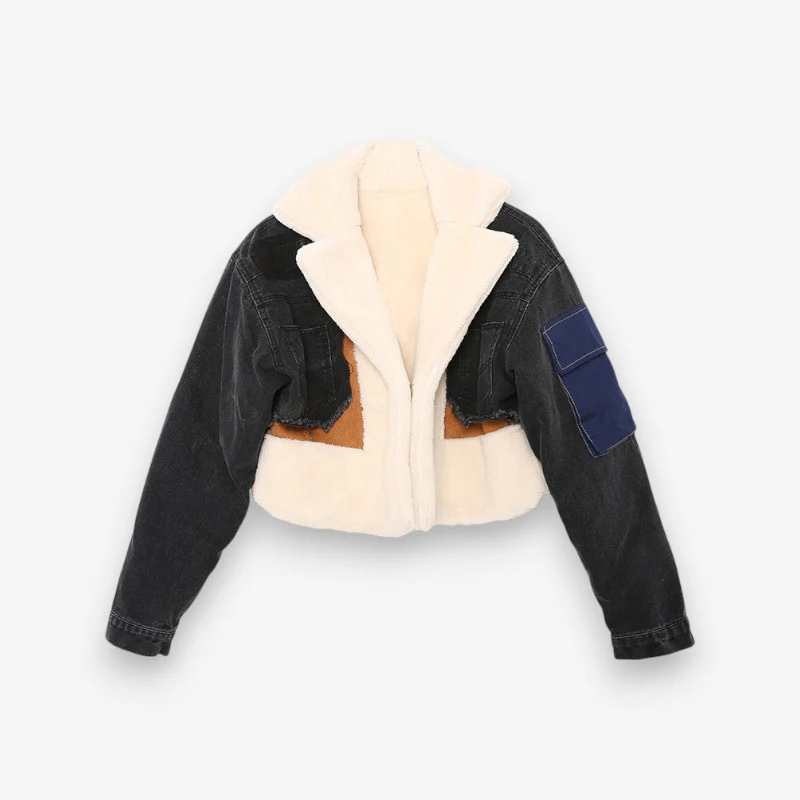 Scarlett – Long-Sleeve Denim Jacket with Lapel Collar and Pockets