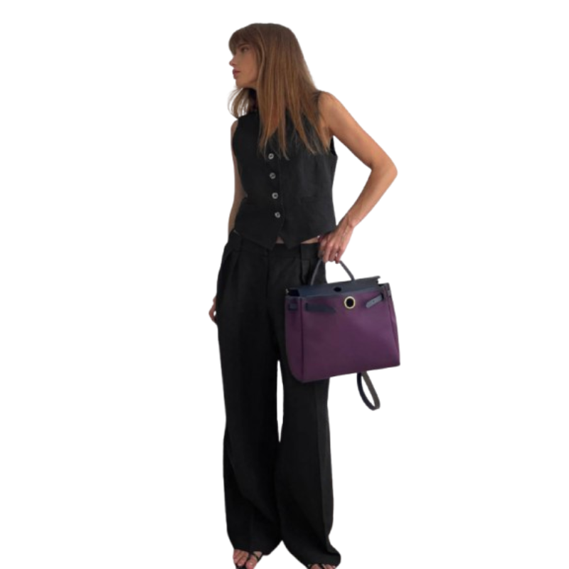 Amira – Mouwloos V-hals Gilet met Knopen en Wijde Broek met Losse Pasvorm Velani