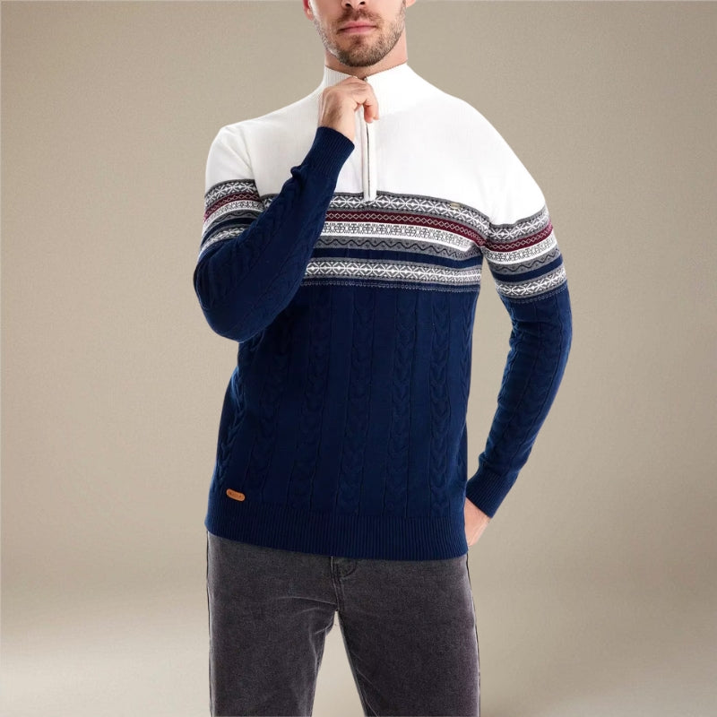 Adam – Lange mouwen trui met print en opstaande kraag Velani