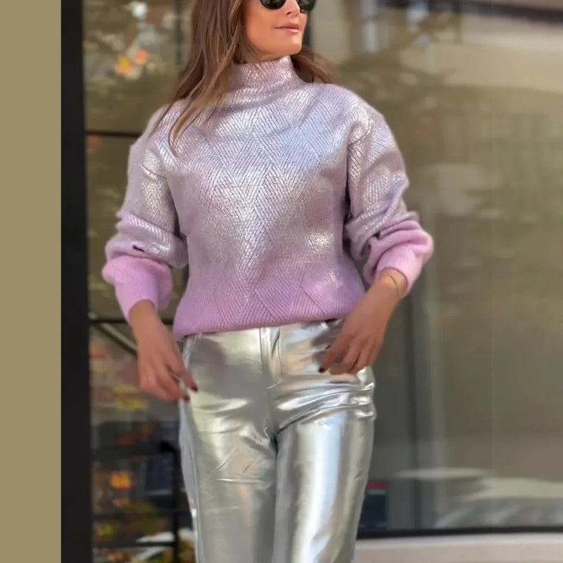 Ava – Long Sleeve Sweater with Pullover Collar Design