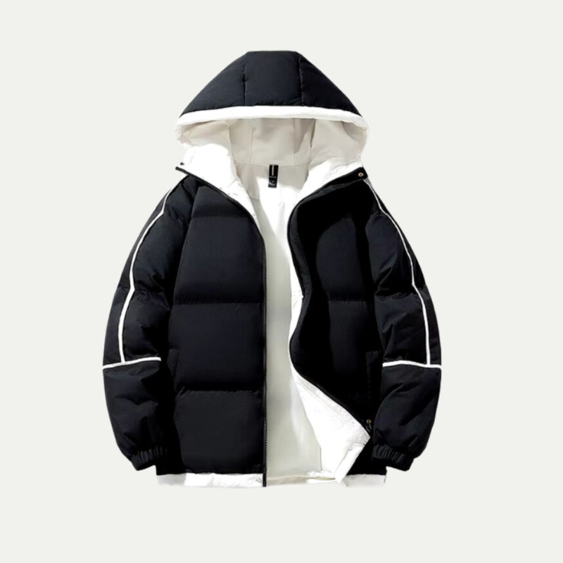 Hooded zip-up thick jacket utility pockets