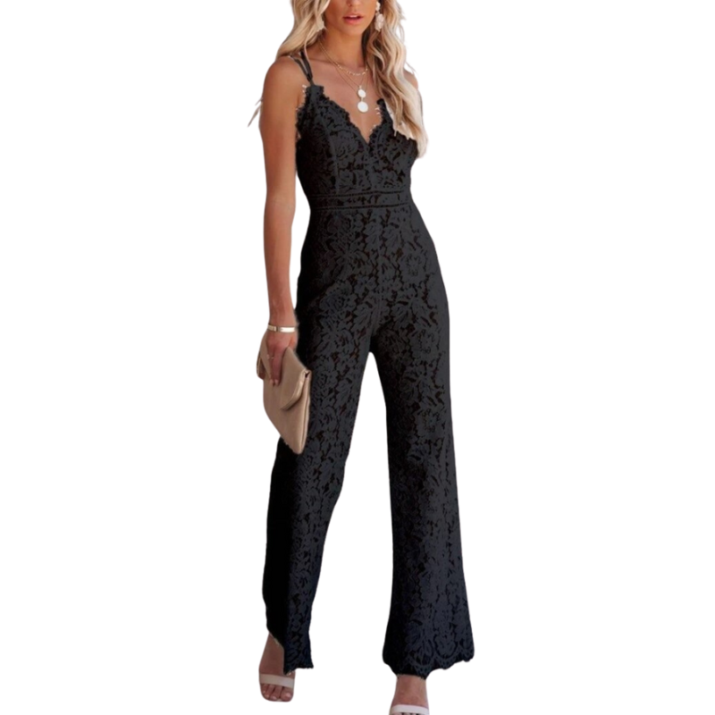 Liesel – Mouwloze V-hals Jumpsuit met Wijde Pijpen Velani