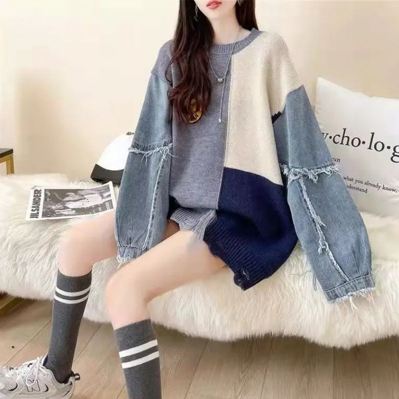 Clara – Long Sleeve Sweater With Ribbed Hem Design