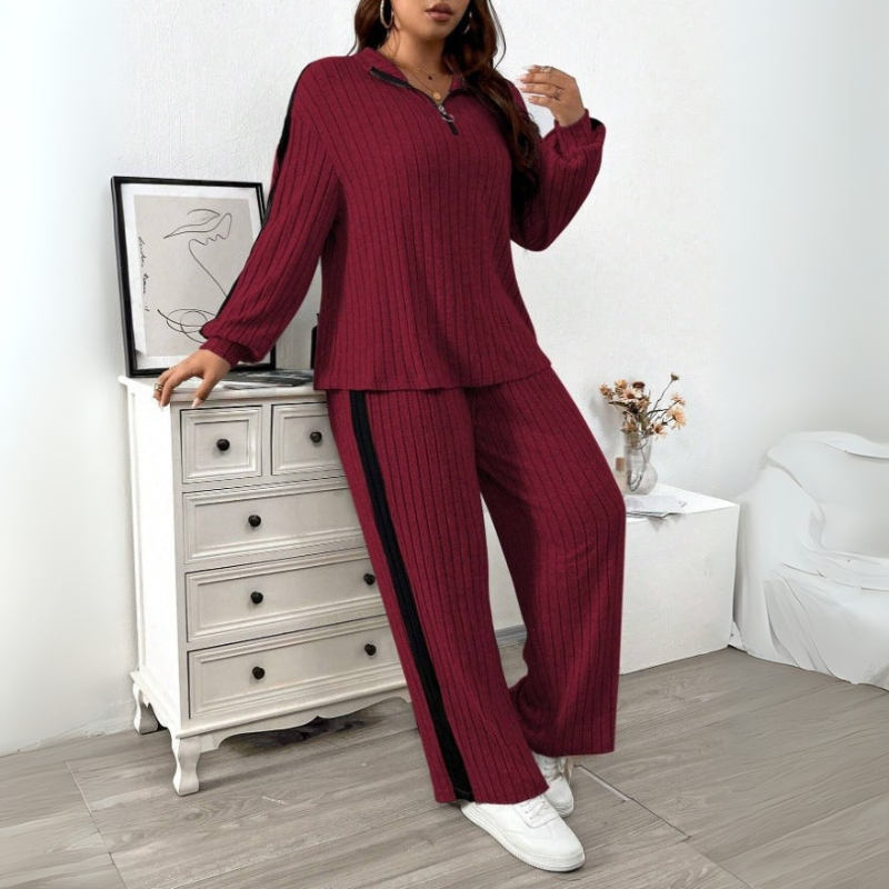 Julira – Half-zip trui-set met wijde broek Velani