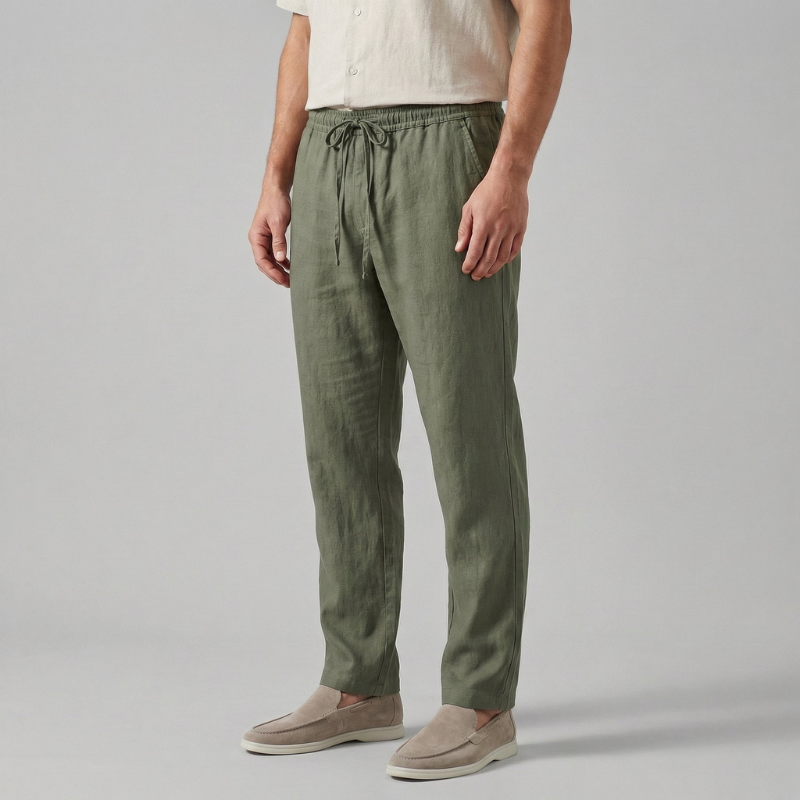 Men's Wide Leg Trousers with Drawstring Waist