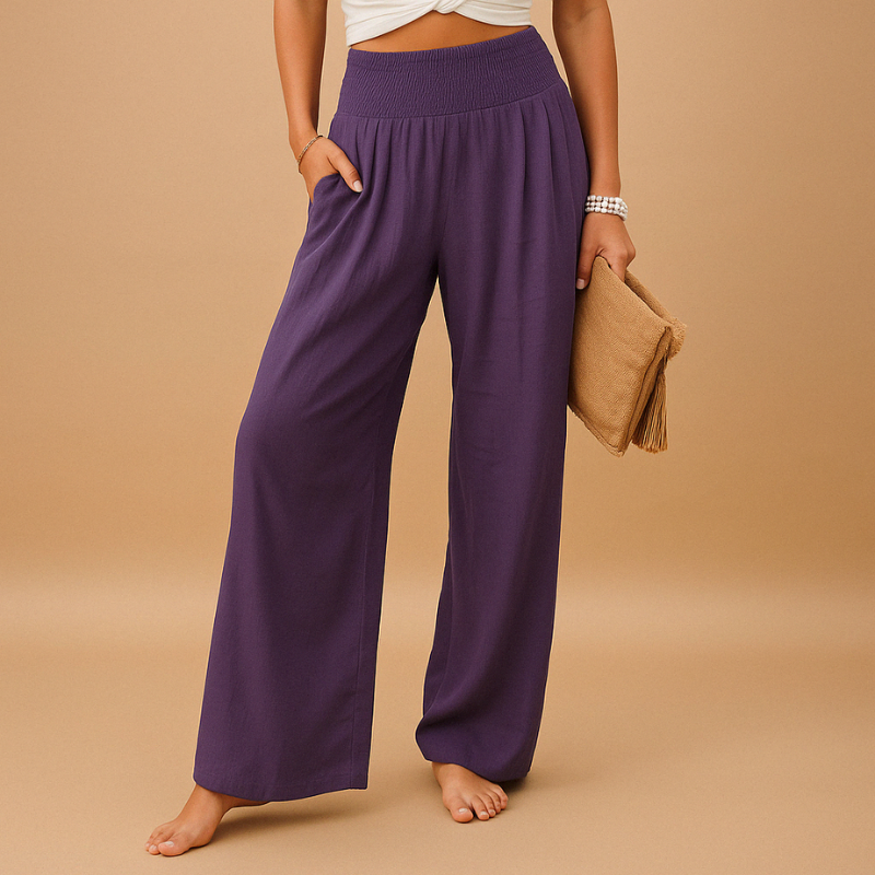 Elastic Waist Wide Leg Trousers for Women