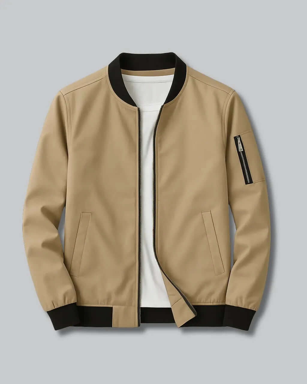 Polyester Korte Jas Met Waterafstotende Afwerking-Jackets-Velani-Khaki-M-Velani