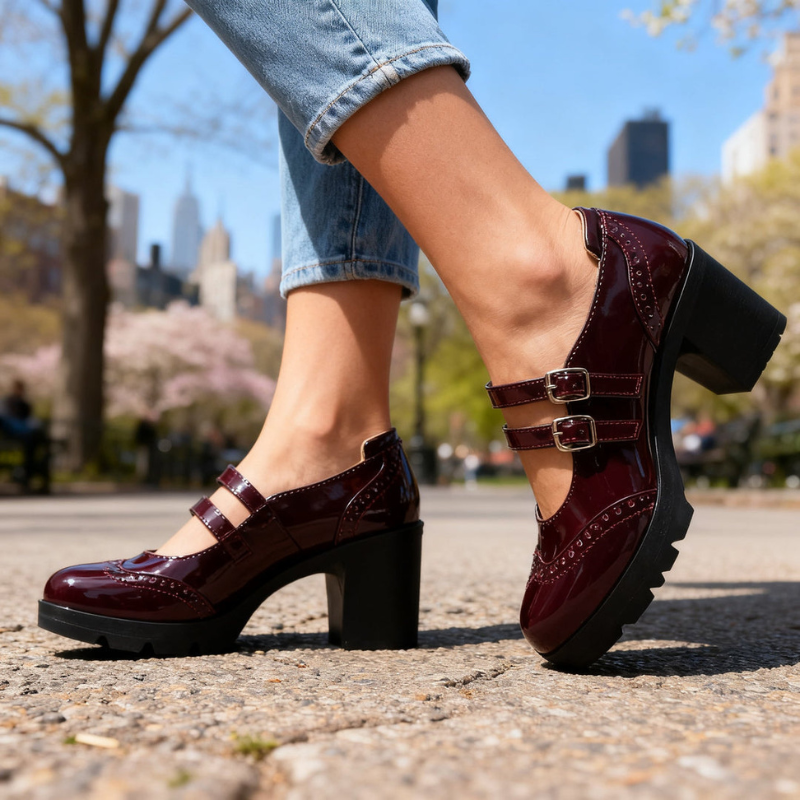 Women's High Heel Double Buckle Sandals