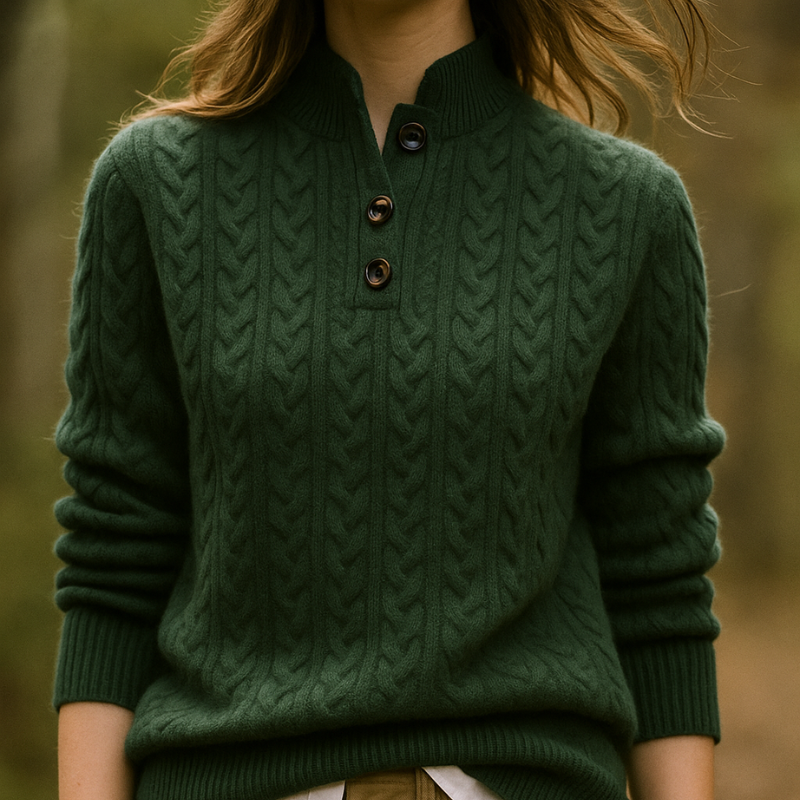 Linda – Trui met col kabelpatroon en lange mouwen Velani