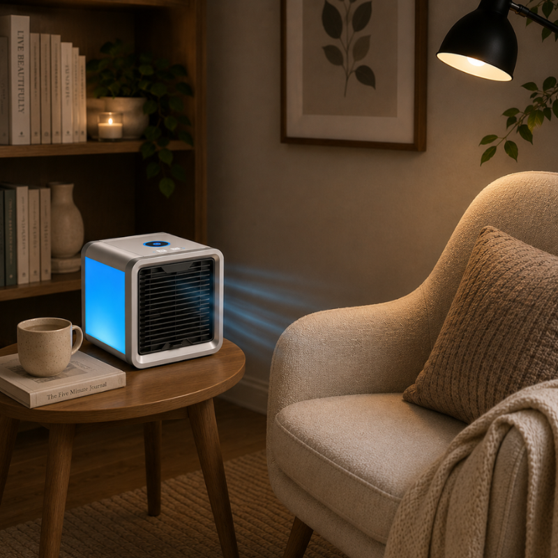 Portable Air Cooler with Humidifier and Rechargeable Design