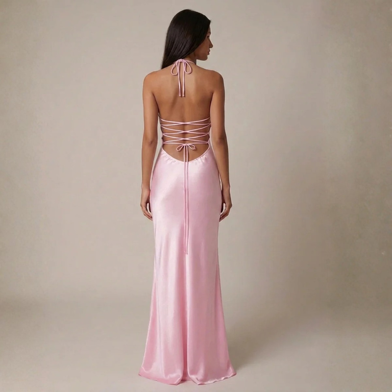 Elegant A-Line Maxi Dress with Spaghetti Straps