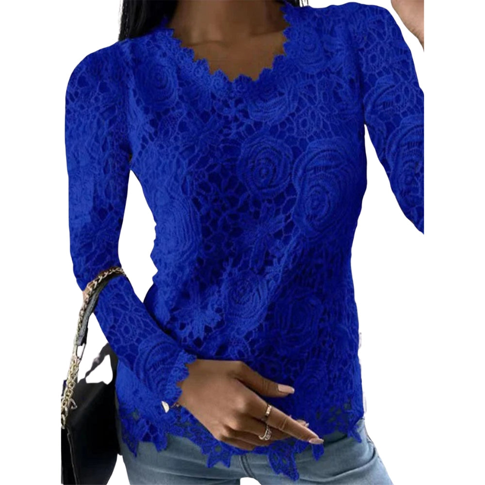 Janne – Blouse met Ronde Hals en Lange Mouwen Velani