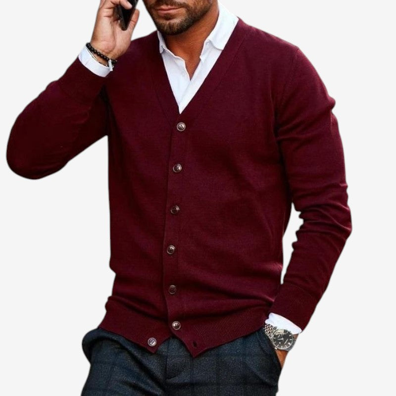 Men V-Neck Button Front Cardigan