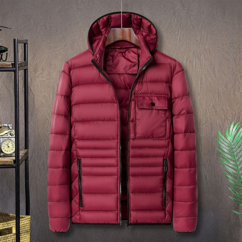 Victor – Long Sleeve Coat with Hoodie and Pocket