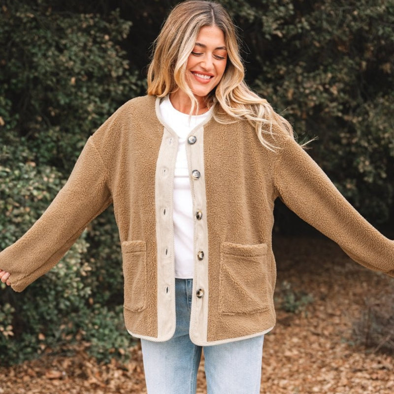 Bethany – Long Sleeve Round Neck Jacket With Buttons