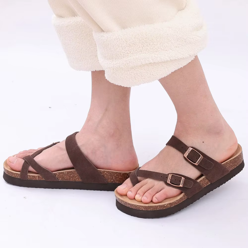 Double Buckle Slip-On Sandals