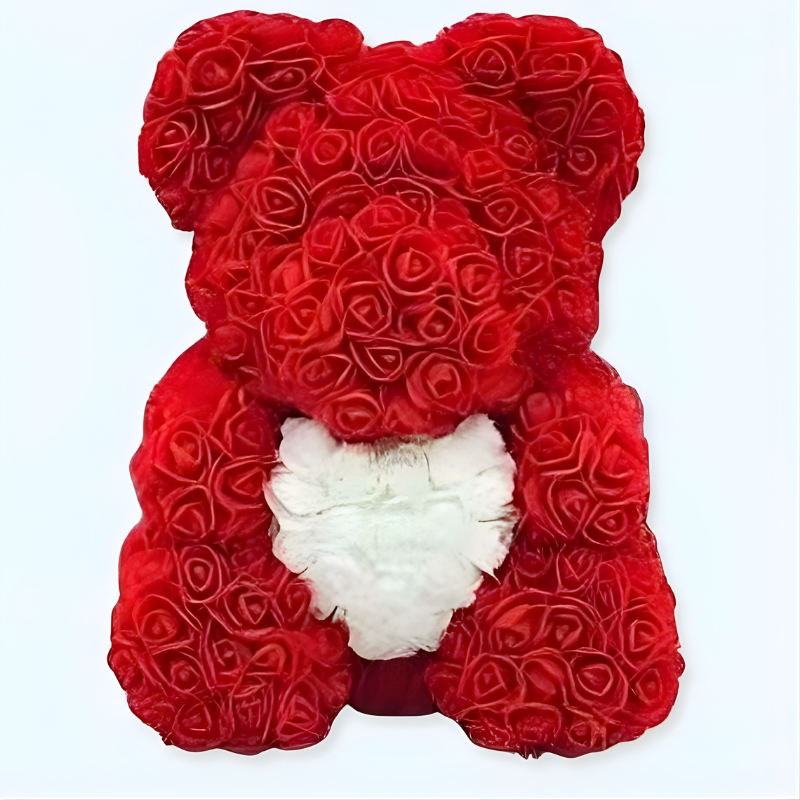 Rose Teddy Bear with Heart Decoration on Front