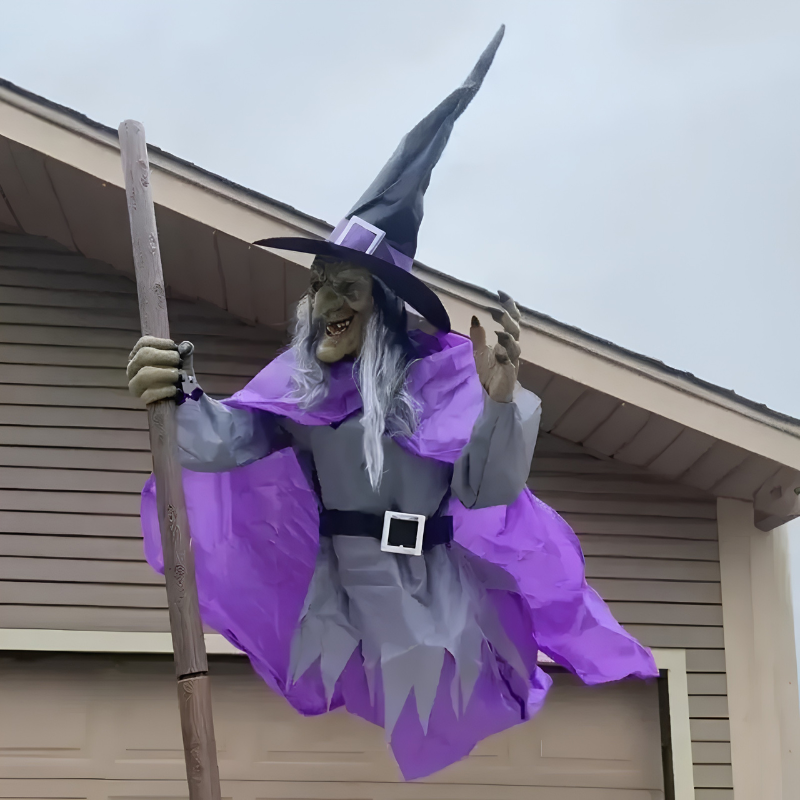 Animated Flying Witch Halloween Decoration