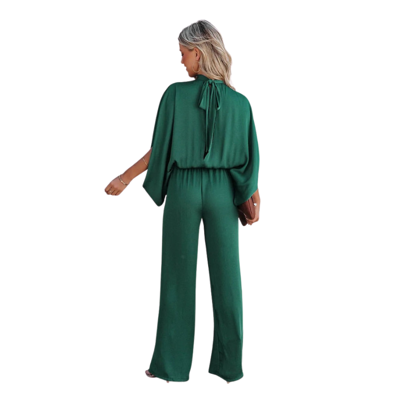 Marlene – Jumpsuit met Lange Mouwen, Hoge Hals en Wijde Pijpen Velani