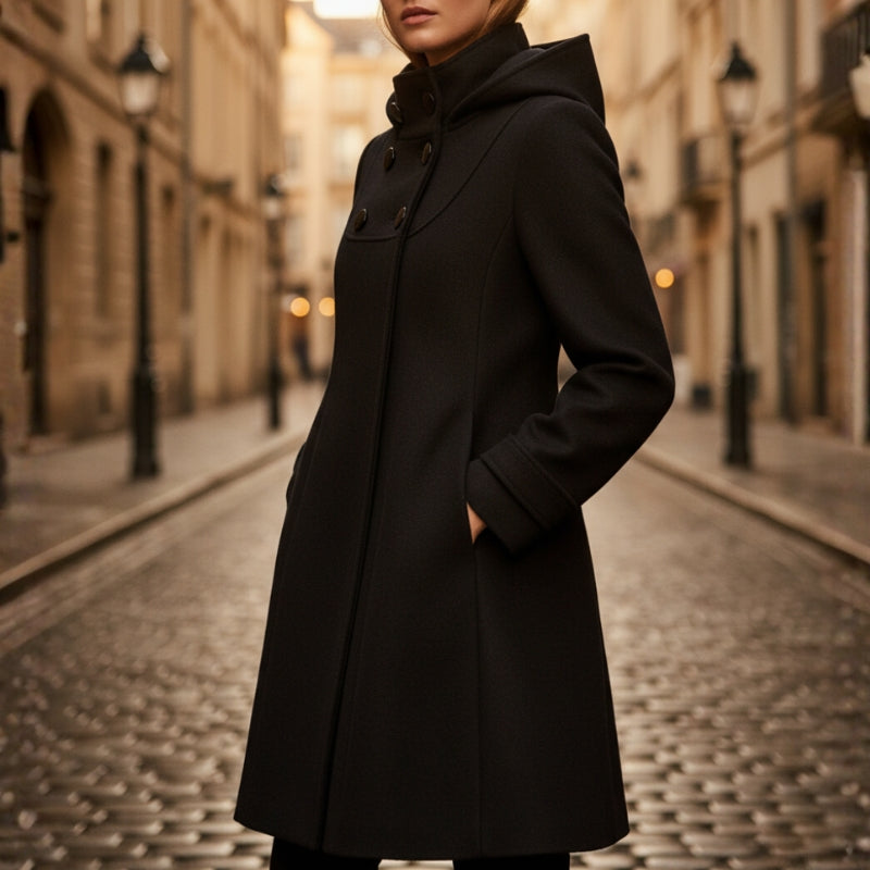 Clara – Long Sleeve Jacket with Button Detail and Hoodie