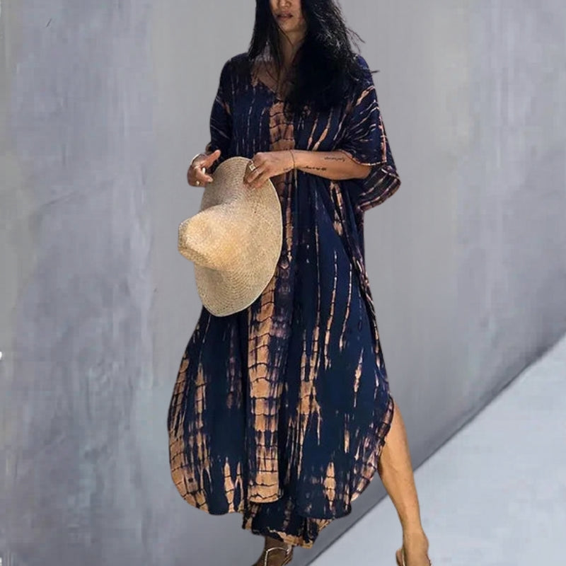 V-Neck Long Sleeve Maxi Dress