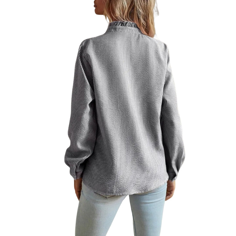 Lilian – Blouse met Lange Mouwen, Ruches en Knopen Velani