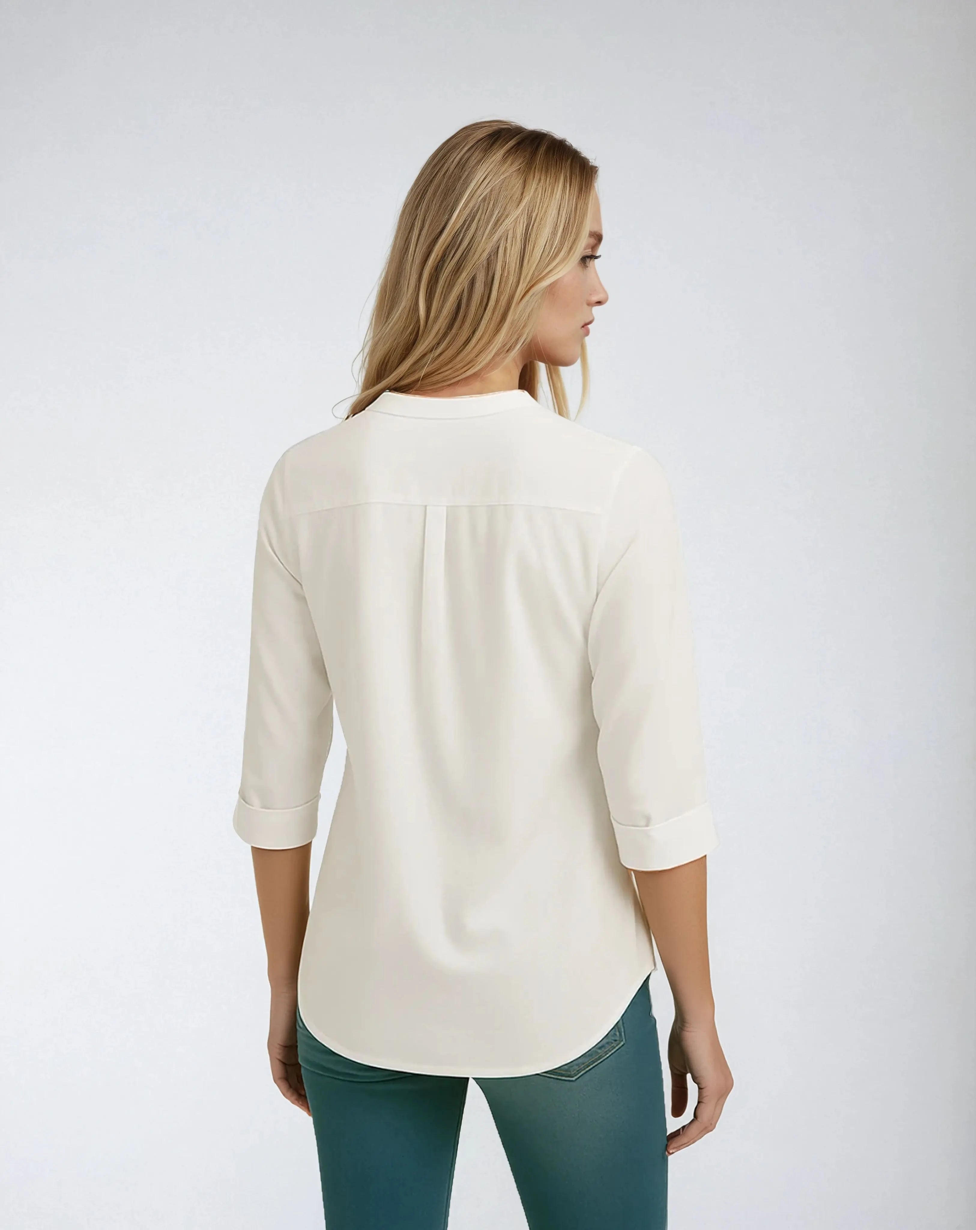 Polyester Blouse Met Pofmouwen En Kanten Accenten-Blouses & Tops-Velani-Velani