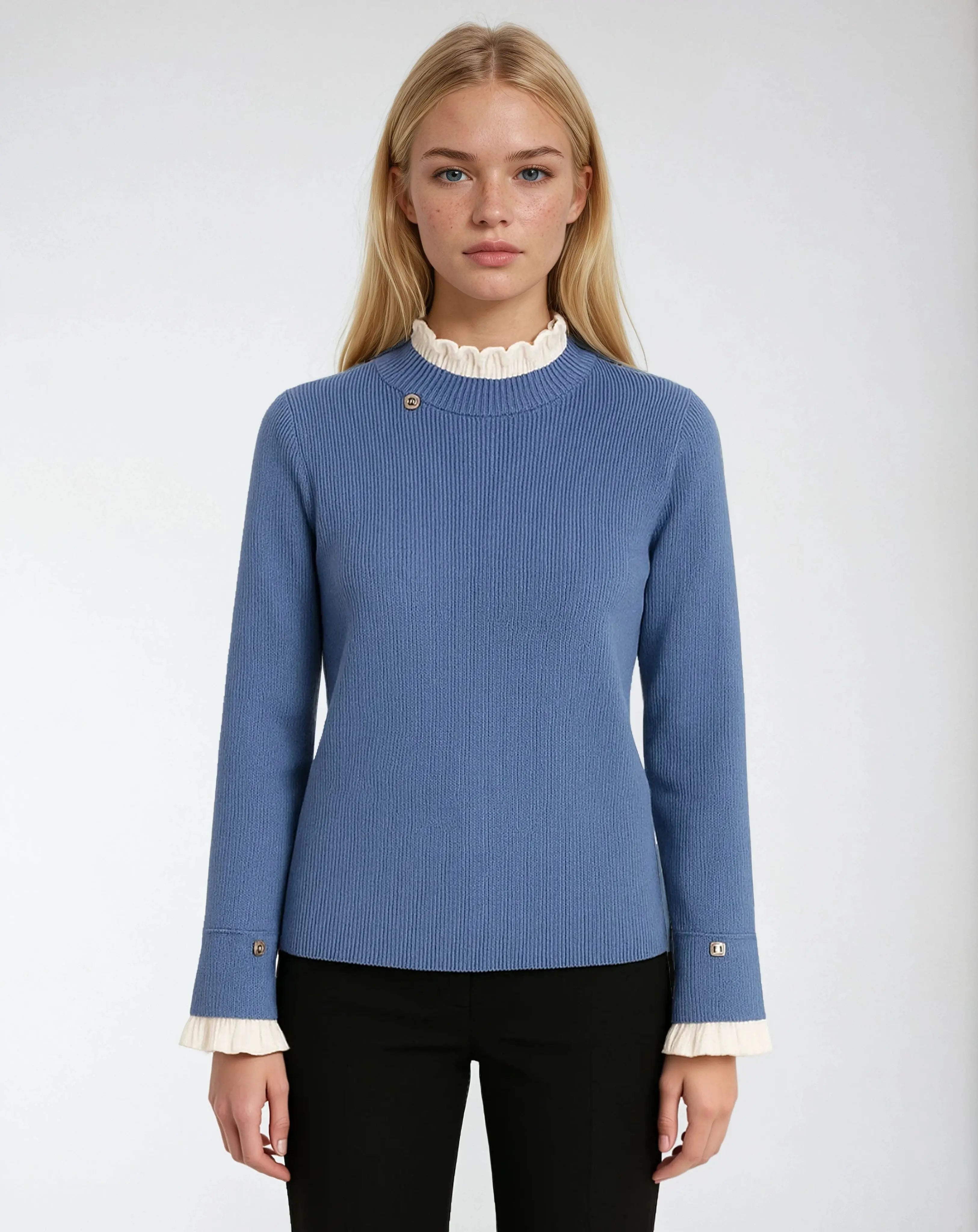 Gebreide Trui Van Metallicgaren Met Col-Sweaters-Velani-Velani