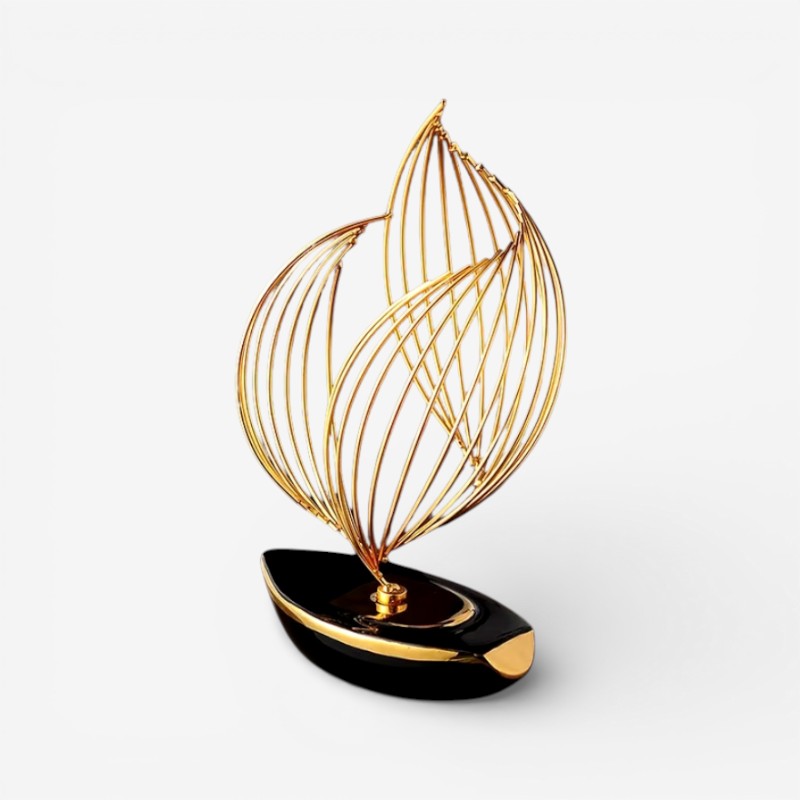 SailOra – Decorative Boat Sculpture with Floral Sails