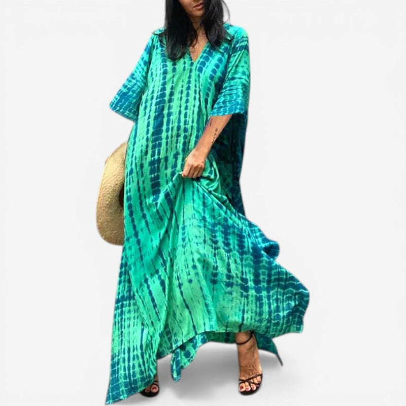 V-Neck Long Sleeve Maxi Dress