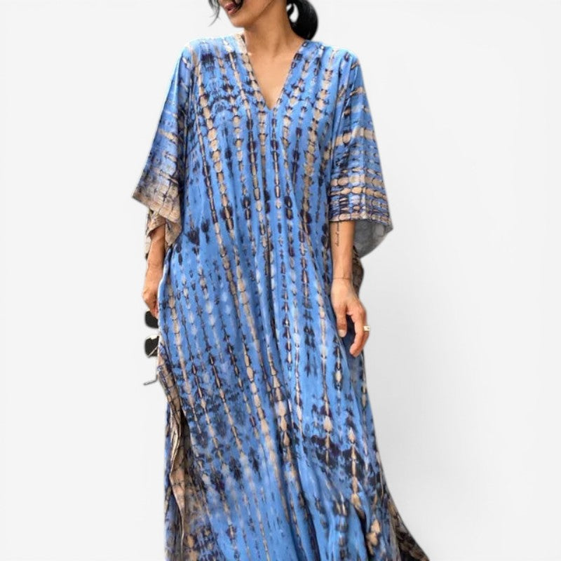 V-Neck Long Sleeve Maxi Dress