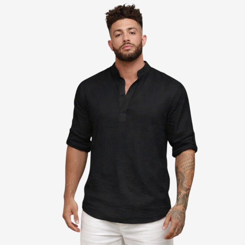Men's Long Sleeve Shirt with Stand Collar