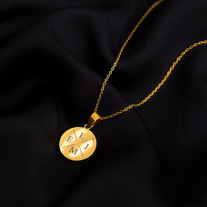 Round Pendant Necklace with Adjustable Chain