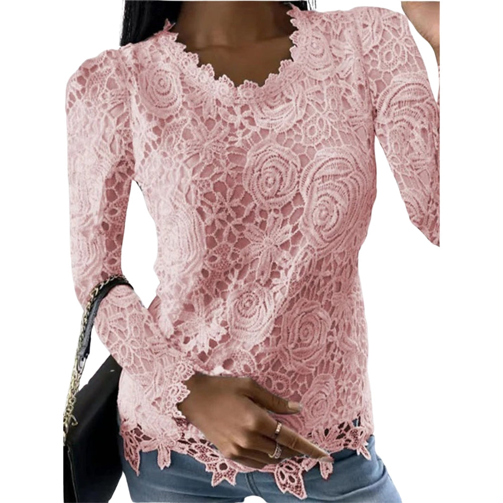 Janne – Blouse met Ronde Hals en Lange Mouwen Velani