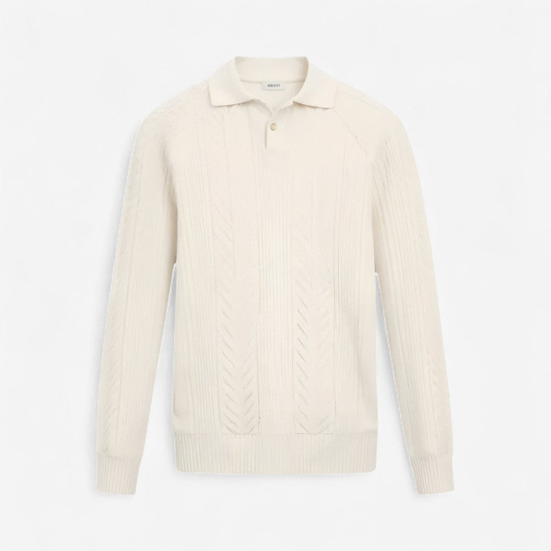 Dexter – Ribbed hem sweater with lapel collar and long sleeves