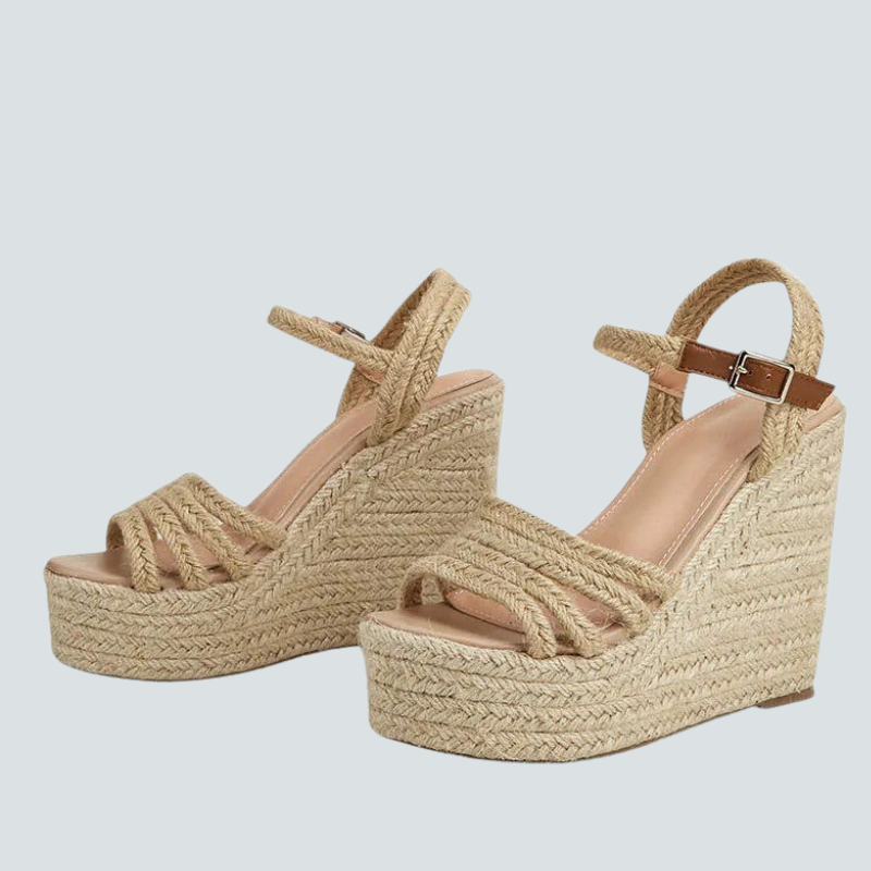 Adjustable Wedge Heel Sandals with Ankle Strap