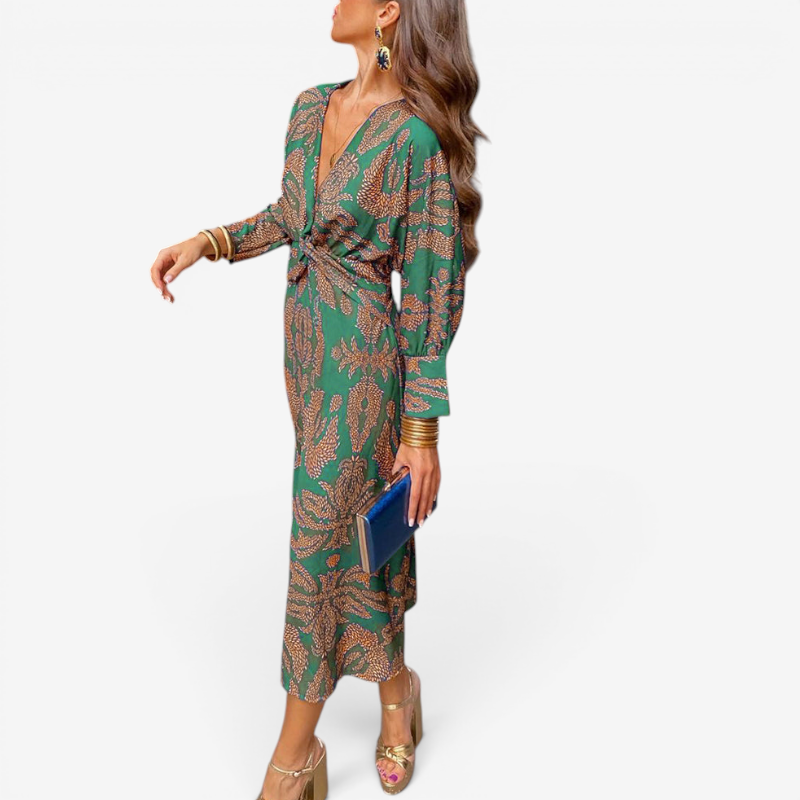 Elegant Women's Floral Long Sleeve Dress