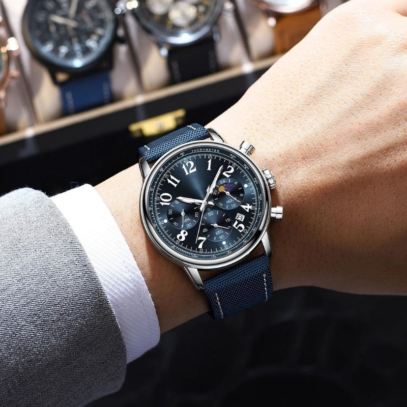 James – Round Watch with Adjustable Strap and Numeric Display