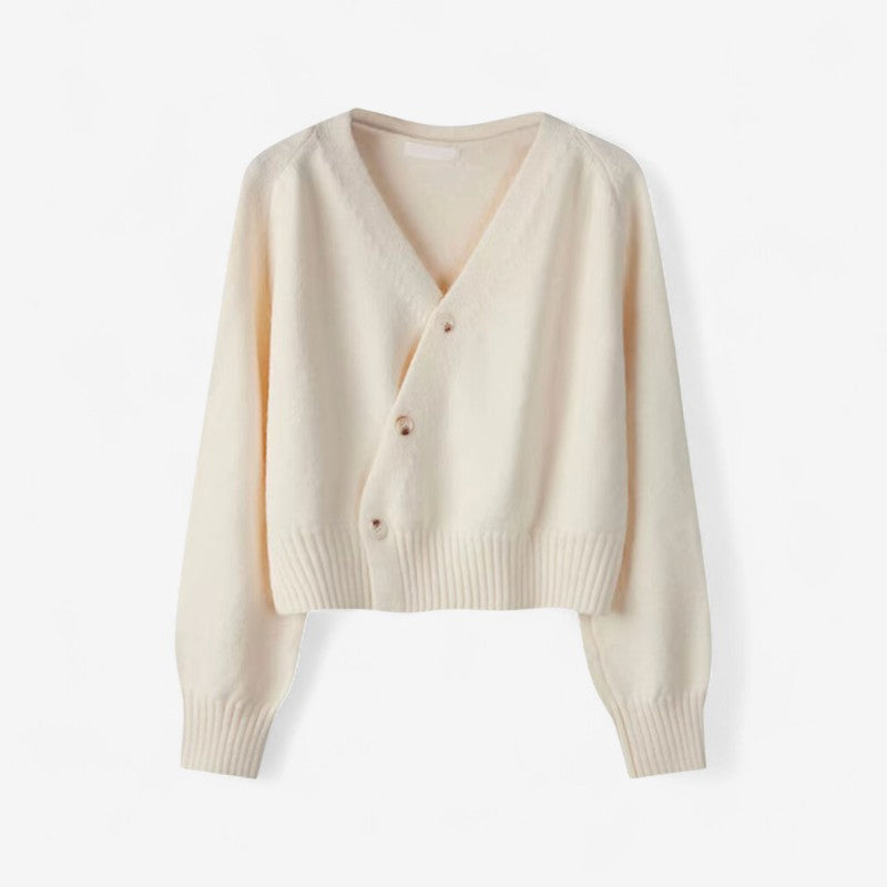 Isabella – Suéter de manga larga con cuello en V y diseño de dobladillo acanalado