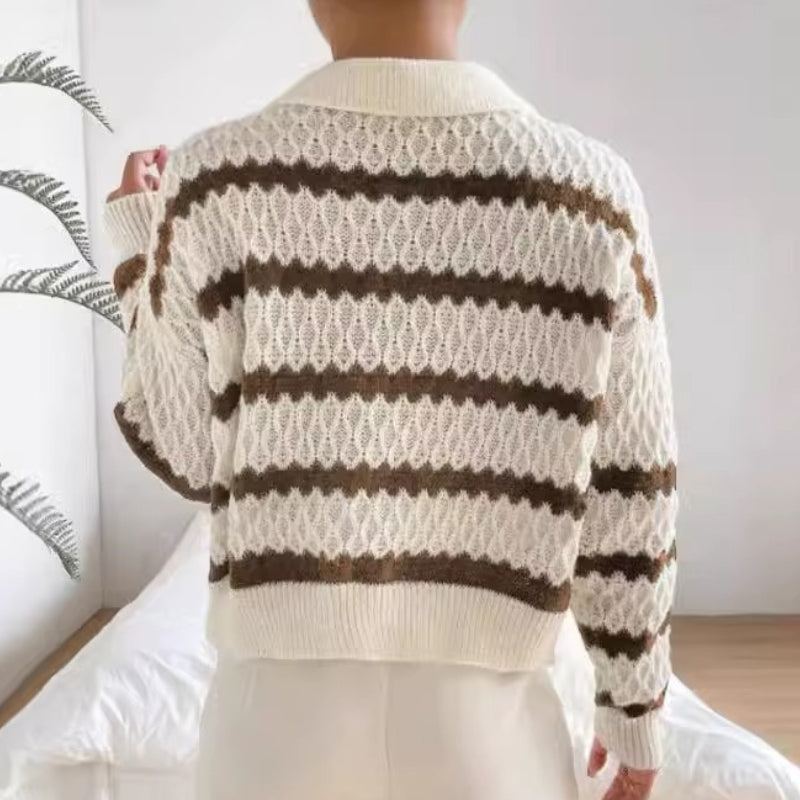 Norah – Long Sleeves Sweater With Ribbed Hem And Pullover Collar