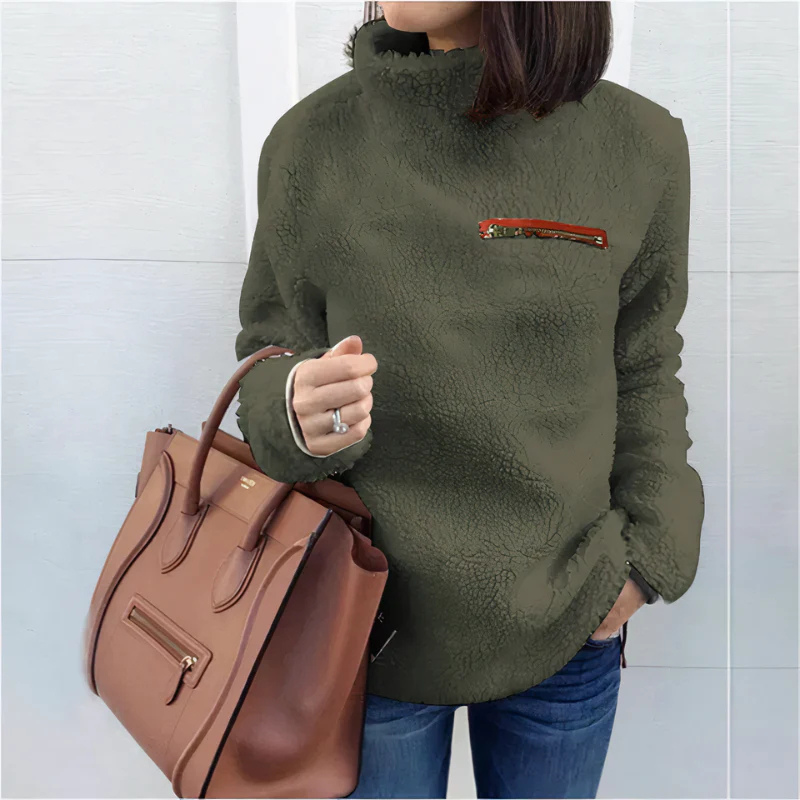 Isabella – Long-Sleeve Turtleneck Sweater with Zip Pocket