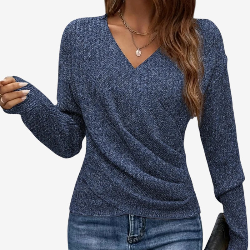 Women's Cross V-Neck Long Sleeve Sweater