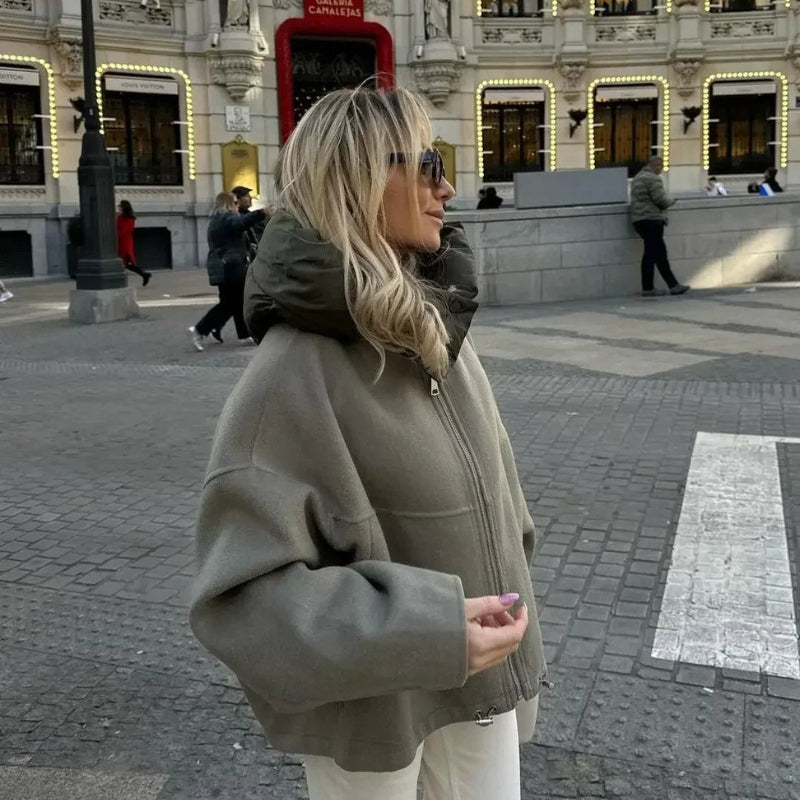 Lily – Long Sleeve Coat with Zipper Closure