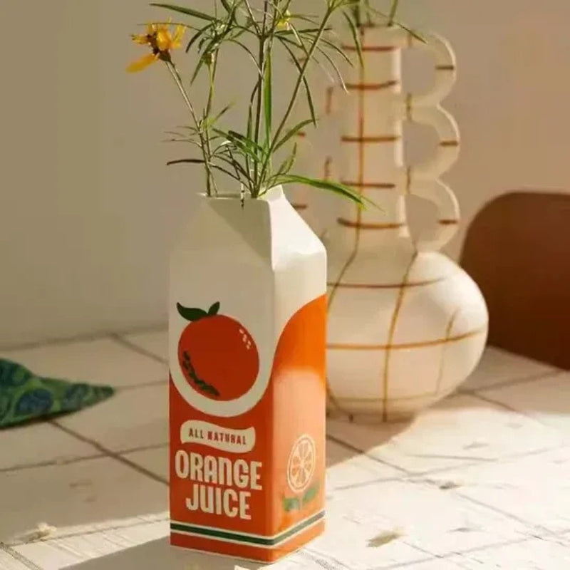 CitrusPop – Vase in Orange Juice Box Design