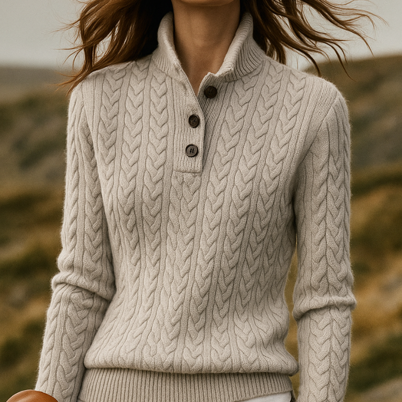 Linda – Trui met col kabelpatroon en lange mouwen Velani